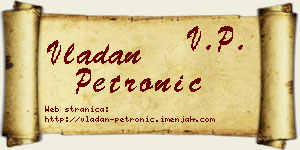 Vladan Petronić vizit kartica